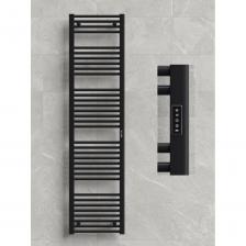 Электрический полотенцесушитель RIFAR D-LINE цвет черный янтарь мощностью 360 Вт, высотой 1800 мм и шириной 450 мм имеет форму классической лесенки.Он представляет собой прочную конструкцию из вертикальных боковых алюминиевых коллекторных труб D-образного сечения (42x32 мм) и горизонтальных стальных трубок круглого сечения диаметром 22 мм.Нагрев происходит за счет специального греющего кабеля, расположенного внутри труб прибора. Настройка температуры может производиться в пределах от +30 до +60°С.Полотенцесушитель оснащен стильным программируемым теплорегулятором с дисплеем и подсвечиваемыми сенсорными кнопками управления. Нажатие на кнопки сопровождается звуковым сигналом.Возможные режимы работы:Постоянный. Это режим постоянной работы на одной мощности из трех возможных: LO (Low - низкий, 30-35%), MI (Middle - средний, 50%) или HI (High - высокий, 100%);Программируемый. Это режим постоянной работы на выбранной мощности во временном диапазоне от 1 до 24 часов (с шагом 1 час). Полотенцесущитель будет работать установленное количество часов на выбранной мощности, а затем выключится.