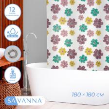 Штора для ванной «Цветы», с люверсами, с утяжелителями, PEVA ароматизированная, 180x180 см