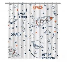 Штора для ванной Fixsen Space 180x200 белая с рисунком
