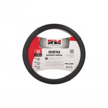 Оплетка руля REDMARK комбинированная экокожа, М размер, карбон-глад. черный RM78018