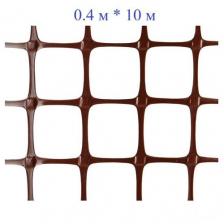 Сетка садовая пластиковая квадратная ячейка 20*20 мм, размером 0,4м * 10м коричневый + 20 стяжек
