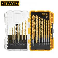 DEWALT DW1361 Набор титановых сверл из 21 предметов, пилотная точка, деревообработка, металлообработка, спиральные сверла из быстрорежущей стали, аксессуары для электроинструментов