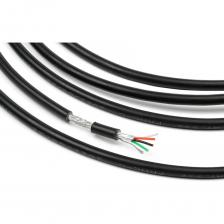 Цифровой DMX-кабель для цифровых аудиосигналов AES/EBU и сигналов управления DMX 512. Идеально подходит для передачи сигналов от световых диммеров и контроллеров. Обладают высоким уровнем устойчивости к электромагнитным помехам. Кабель приятен и удобен при пайке и инсталляции. Цифровой кабель DMX состоит из четырех проводников, состоящих из тонких нитей диаметром 0.26 мм из чистой луженой меди OFС (4х7*0.26 мм). Проводники покрыты изоляцией из LSZH в четырех цветах для удобства в использовании, общий диаметр проводника с изоляцией 1.3 мм. Для обеспечения защиты от помех кабель защищен двумя экранами: экраном из алюминиевой пленки с дренажной жилой из луженой меди (100%) и плетеным экраном, также из луженой меди, покрывающим более 80% всего кабеля, оболочка FRNC-C/LSZH черного цвета RAL9005, общий диаметр кабеля 6,0 мм. Может быть использован при групповой прокладки кабеля. Оболочка не поддерживает горение, не выделяет токсичные вещества в случае пожара, поскольку состав оболочки не содержит никаких галогенов. Стандарт IEC 60332-3-24, разработан в Германии. Длина - 150 метров