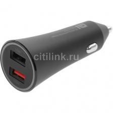 Автомобильное зарядное устройство Xiaomi Mi 37W Dual-Port Car Charger, 2xUSB-A, 37Вт, 3A, черный [gds4147gl]