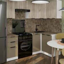 Кухонный гарнитур угловой «Альба оптима - 5», 1200x2000 мм, цвет дуб браун/мокко/аламбра тёмная