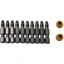 Бита с резьбой и магнитным держателем T20х33 мм H1/5" предназначена для работы с крепежом Torx. Применяется в: Автомобильном ремонте – закрутка и демонтаж винтов T20 в двигателях, КПП, тормозных системах. Магнитный наконечник упрощает работу в ограниченном пространстве. Сборке мебели и строительстве – монтаж фурнитуры, крепление столешниц, шкафов, металлоконструкций. Ремонте электроники – разборка ноутбуков, смартфонов, планшетов. Магнит предотвращает потерю мелких винтов. Промышленности – конвейерная сборка, обслуживание станков. Совместимость с удлинителями для труднодоступных мест. Сервисном обслуживании – ремонт велосипедов, мотоциклов, сельхозтехники. Характеристики: Размер: Torx T20 (звездочка). Длина: 33 мм – оптимальна для глубоких пазов. Хвостовик: 1/5 дюйма (шестигранный) – подходит для большинства держателей. Магнитный держатель – надежно фиксирует крепеж. Набор включает 10 бит и 2 ограничителя для профессионального и бытового использования.