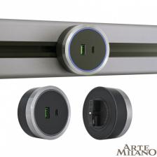 Трековая система розеток Arte Milano 380066TS LED/USB-Type-C Grey