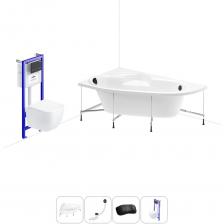 Комплексное предложение для обустройства ванной комнаты по специальной цене. Каждый элемент набора продуман и отвечает лучшим сантехническим решениям для ежедневного комфорта, максимальной гигиены и гарантирует надежный и безопасный монтаж. ВАННА ИЗ ЛИТЬЕВОГО АКРИЛА ОТ LAVINIA BOHO Акриловая ванна Bell Pro производится в размерах от 140*95 до 170*110 см с лево- и правосторонним разворотом, отлично подходит как для небольших помещений, так и для просторных ванных комнат. Угловое расположение чаши позволяет эффективно использовать доступное пространство: одновременно иметь увеличенную длину купели для комфортного купания и оптимальный объем для принятия душа. Отлитый подголовник и сиденье создают дополнительный комфорт для полной релаксации. Широкие площадки на бортиках — идеальное место для размещения косметики и предметов гигиены. Усиленный армированный корпус отлично сохраняет форму и не деформируется при нагрузках и наполнении чаши горячей водой. ПРОЧНЫЙ КАРКАС ИЗ СТАЛИ Ванна монтируется на усиленный стальной каркас и стабилизируется креплениями к стене. Конструкция надежно фиксирует чашу и равномерно распределяет динамическую нагрузку до 500 кг. Регулировка опор по высоте нивелирует перепады уровня пола на различных поверхностях. СИФОН С ПОВЫШЕННОЙ ФУНКЦИОНАЛЬНОСТЬЮ Автоматический слив-перелив Useful Extras от Wellsee с донным клапаном click-clack и съемной накладкой на перелив изготовлен из полипропилена повышенной прочности. Накладка на перелив и крышка донного клапана выполнены из латуни. Функция верхней очистки позволяет с легкостью устранять возможные засоры, а плоский гидрозатвор служит барьером для неприятных канализационных газов и занимает минимум места под ванной. ПОДГОЛОВНИК НА САМОКЛЕЯЩЕЙСЯ ЛЕНТЕ Подголовник на ванну от Wellsee из вспененного полиуретана с гелевой структурой гипоаллергенен и безопасен для здоровья человека. Благодаря волнообразной форме и высокой эластичности подушка мгновенно адаптируется к изгибам тела, равномерно распределяет нагрузку в шейно-воротниковой зоне. Поверхность изделия не впитывает влагу и запахи, что гарантирует высокий уровень гигиены и износостойкость при продолжительном контакте с водой. ПОДВЕСНОЙ УНИТАЗ LAVINIA BOHO СО 100% ОТКРЫТЫМ КРАЕМ Унитаз Lavinia Boho One в минималистичном дизайне — бестселлер поколения безободковой керамики из санфарфора. Гладкая беспористая поверхность обладает повышенной прочностью и износостойкостью, не скапливает грязь и сокращает рост бактерий. Чаша Rimless со скрытым креплением качественно омывается с первого смыва без брызг и обеспечивает 100% гигиеничность и простоту в уходе за изделием. При мощном каскадном смыве выделения сразу попадают в воду и блокируются жидкостью, минимизируя распространение неприятных запахов. БЫСТРОСЪЕМНОЕ СИДЕНЬЕ С КРЫШКОЙ Эргономичная форма сиденья позволяет с удобством расположиться людям разного возраста и комплекции. Благодаря встроенным в петли демпферам сиденье с крышкой опускаются мягко и бесшумно. Установить или снять сиденье можно всего за несколько секунд одним нажатием. Конструкция выдерживает нагрузку до 400 кг и имеет более 100.000 циклов открывания/закрывания. Сиденье из дюропласта гипоаллергенно и полностью безопасно при контакте с кожей человека. УНИВЕРСАЛЬНАЯ ИНСТАЛЛЯЦИЯ С БЕСШОВНЫМ БАЧКОМ Инсталляционная система Lavinia Boho Relfix с универсальным креплением позволяет производить не только стандартный «прямой» монтаж рамы к стене, но и осуществлять «поворотный» монтаж, вплоть до установки в угол помещения. Цельнолитой бачок системы изготовлен из долговечного полимерного материала HDPE и изолирован от конденсационной влаги. Все соединительные элементы бачка для подключения инсталляции к трубопроводу изготовлены из латуни. ДИСПЕНСЕР ДЛЯ ДЕЗОДОРАЦИИ Дозатор для дезинфицирующих средств устанавливается в бачок инсталляционной системы RelFix и поддерживает гигиену унитаза, аромат свежести в туалетной комнате. Благодаря точной подгонке резервуара под туалетные блоки при каждом смыве с водой поступает одинаковое количество дезинфицирующего средства, которое равномерно распределяется по чаше унитаза. УЛ