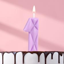 Свеча для торта «Лёд», цифра 1, сиреневая