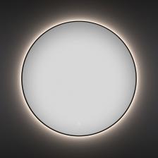 Настенное зеркало Настенное парящее зеркало с подсветкой и тонким черным матовым контуром для ванной (влагостойкое) и прихожей Wellsee 7 Rays' Spectrum круглое 100 см 172200180