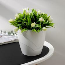 Кашпо для цветов со вставкой Plast-Avenue «Грация», 1.2 л, пластик, белое