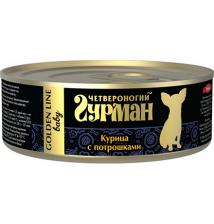 Четвероногий Гурман Golden Line / Консервы Золотая линия для Щенков Курица с Потрошками в желе (цена за упаковку)