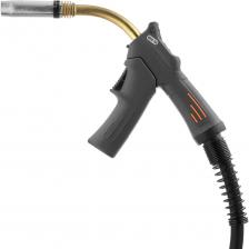 Сварочная горелка MIG MP 36 DOUBLE HOLD со съемной рукояткой и воздушным охлаждением. Подключается ко всем полуавтоматам с евроадаптером. Длина горелки с кабелем 3 метра.Сварочная полуавтоматическая горелка MIG MP 36 DOUBLE HOLD – это горелка со съемной рукояткой, которая позволяет работать с меньшей нагрузкой на руки и кисти сварщика, повышает естественность и эргономику положения при сварке. Съемная ручка обеспечивает дополнительное удобство при сварке длинных швов с удобным положением руки на пусковой кнопке. Горелка используется с аппаратами полуавтоматической сварки MIG, где подключение осуществляется через центральный евроразъем.В углекислоте (CO?) горелка рассчитана на максимальный сварочный ток в 340 Ампер, в смеси газов – 300 Ампер. Продолжительность включения 100%.Подключение через центральный Euro разъем.