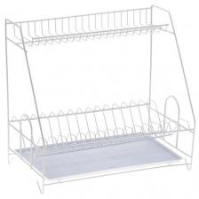 Сушилка для посуды с поддоном 2-х ярусная, 24x40x38 см, белый