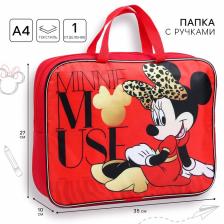 Папка с ручками А4, 35x27 см, текстиль, Минни Маус