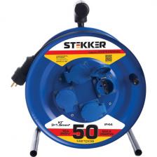 Удлинитель 4-х местный с заземлением 50 метров на металлической катушке Stekker Professional 39787