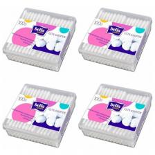 BELLA Палочки ватные Cotton в пластиковом контейнере, 100 шт в уп, 4 уп. /