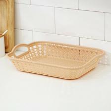 Поднос пластиковый прямоугольный Доляна «Плетение», 32x23x5 см, микс