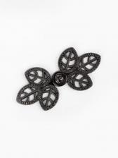 Декоративная застёжка «Листья», 5.5x2.6 см, цвет чёрный