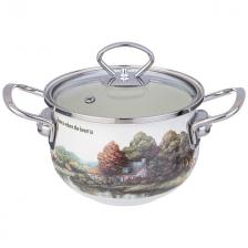 кастрюля AGNESS Family House 1,5л 16см эмал.сталь с крышкой