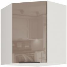 Кухонный модуль навесной угловой Beneli Color, распашной, Капучино глянец/Белый, 60х60х72 см, 1 шт.