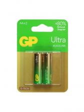 Батарейка алкалиновая GP Ultra, AA, LR6-2BL, 1.5 В, блистер, 2 шт.
