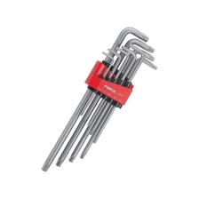 Набор торкс Набор Г-образный удлиненный FORCE c отверстием, Т10Н-Т50Н, 9 предметов 5098XLT