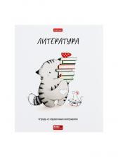 Тетрадь 48 листов в линию «Приключения кота Пирожка» ЛИТЕРАТУРА, обложка мелованная бумага, с интерактивным справочником, блок офсет