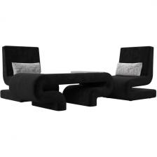 Волна набор 3 - стол, 2 кресла (велюр черный) Лига Диванов 115729