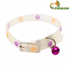 Ошейник, светящийся в темноте, «Яркие следы» (люминесцентный), 30x1 см, фиолетово-жёлтый