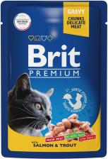 Влажный корм для кошек Brit Premium с лососем и форелью 85г