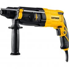 Лидер по соотношению вес/возможности для бурения отверстий до 24 мм и долбления бетона, а также сверления в металле и дереве.3 рабочих режима - полная функциональность для любых нужд.Применяется для сверления и бурения в бетоне, долбежных работ, перемешивания ЛКМ при установке соответствующего расходного инструмента.ПреимуществаОтличный выбор в классе перфораторов небольшой мощностиКомпактный и производительный перфоратор, идеально подходит для ответственных работУвеличенные диаметр и скорость бурения для максимальной производительностиОтточенная конструкция гарантирует надежность и долгий срок службыВозможность долбления и сверления без удара придает дополнительную функциональностьПатрон SDS-Plus для быстрой замены расходного инструментаУдобное переключение направления вращения аналогично шуруповертамПредохранительная муфта для защиты оператора при блокировании бураПлавная регулировка оборотов в широком диапазоне степенью нажатия на выключательРежим установки долота в нужное осевое положение - дополнительный плюс к возможностямДополнительная рукоятка позволяет надежно удерживать инструмент при работеОграничитель глубины сверления позволяет бурить точно на заданную глубину при серийной работеМягкая накладка на основной рукоятке повышает удобство хвата, что положительно влияет на качество работы и снижает утомляемостьУгольные щетки с увеличенным ресурсом для длительной беспроблемной работыНадежное хранение сменного инструмента и удобная переноска инструмента благодаря кейсу