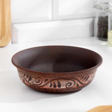 Тарелка глубокая «Ангоб», 550 мл, красная глина