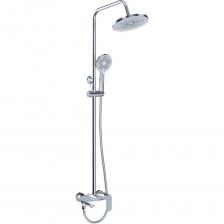 Душевая система со смесителем – это современное и стильное решение для вашего дома, дачи или загородного дома. Эта стойка душевая со смесителем не только добавляет элегантности в интерьер вашей ванной комнаты, но и обеспечивает максимальный комфорт при использовании. Выдвижная штанга для ванной телескопическая, выполненная из нержавеющей стали с хромированным покрытием, имеет функциональную высоту от 805 до 1450 мм и диаметр 25 мм. Вылет лейки тропического душа для ванны составляет 394 мм, что обеспечивает удобство во время принятия водных процедур. Держатель для душевой лейки с плавающим механизмом FightFix гарантирует надежную фиксацию и легкость в использовании. Тропический душ круглый диаметром 225 мм изготовлен из ABS-пластика и установлен на подвижном шарнире, что позволяет регулировать угол наклона. Форсунки с технологией Self-Clean Device обеспечивают легкую очистку, а Eco system помогает экономить воду, сохраняя при этом комфортные условия для душа. Лейка для душа круглая диаметром 120 мм с поворотным переключением предлагает три режима работы, что позволяет выбрать наиболее подходящий вариант для ваших нужд. Лейка для душа большая также оснащена форсунками с системой самоочистки и технологией Eco system. Смеситель для ванны с тропическим душем, выполненный из высококачественной латуни, имеет поворотный излив с вылетом 133 мм. Материал: латунь, нержавеющая сталь, ABS-пластик  