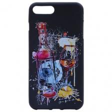 Силиконовый чехол на Apple iPhone 8 Plus / 7 Plus / Эпл Айфон 7 Плюс / 8 Плюс с рисунком "Акварельное вино" Soft Touch черный