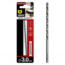 Сверло по металлу удлиненное 3,0 мм GRAFF из быстрорежущей стали. Сверла данного типа будет надежным подспорьем для работ в труднодоступных местах или для сверления толстых материалов. Сверла GRAFF - это идеальный выбор соотношения цена - качество. Данные сверла имеют более высокий класс точности А1 благодаря вышлифованной кромке.Угол при вершине 135 градусов и крестовая подточка обеспечивают отличное сверление металла без предварительного засверливания. Удлиненные сверла изготовлены по DIN 340, ГОСТ 10902-77, они отлично подходят для работы как на промышленных предприятиях, так и в небольших мастерских и подсобных хозяйствах.Размер сверла: - 3,0x66x100 мм, где 3,0 мм - диаметр, - 66 мм рабочая длина, - 100 мм общая длина.Рекомендация по числу оборотов для сверла диаметром 3 мм - 3820 об/мин. Обращаем ваше внимание, что скорость сверления указана для нелегированной стали. При обработке других видов металла число оборотов будет отличаться.