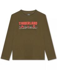 Футболка с длинными рукавами и графическим логотипом Big Boys Timberland, коричневый/бежевый