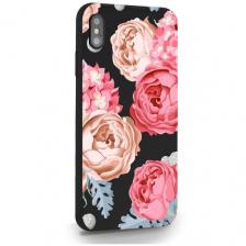 Черный силиконовый чехол MustHaveCase для iPhone XS Max Пионы для Айфон 10С Макс Противоударный