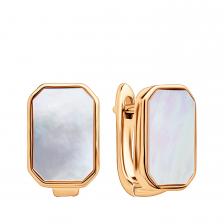 Серебряные серьги с перламутром и позолотой