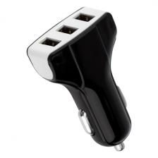 Автомобильное зарядное устройство 3xUSB, 1000mA, черное (16-0291)