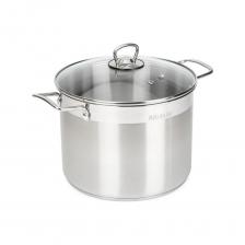 Благодаря большому объёму кастрюля подойдет для приготовления блюд для большой семьи или сезонных заготовок. Посуда изготовлена из высококачественной нержавеющей стали, обладающей высокими антикоррозионными характеристиками. Благодаря гладкой, блестящей поверхности посуда не покрывается трещинами и царапинами, обладает гигиеничными свойствами. Кастрюля без пор, поэтому на дне не скапливаются остатки пищи, которые провоцируют образование вредных бактерий. Пятислойное капсульное дно обеспечивает быстрый и равномерный нагрев посуды, позволяет избежать "точек перегрева", что препятствует подгоранию пищи в процессе приготовления. Крышка изготовлена из жаропрочного стекла, которое отличается повышенной термостойкостью и устойчиво к перепаду температур. Посуда подходит для любых видов плит, включая индукционные, и для использования в духовом шкафу.