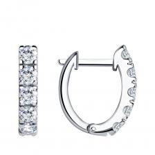 Серебряные серьги с фианитами и родированием