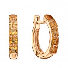 Золотые серьги с цитринами