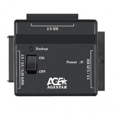 Agestar Адаптер-переходник для HDD IDE SATA SATA пластик черный 2.5" 3.5" 5.25" [FUBCP2]