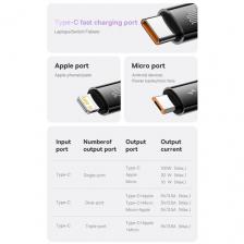 Универсальный кабель для зарядки 3 штекера USB Type-C, Lightning для устройств Apple и micro USB Фиолетовый CAMJ010205
