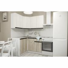 Кухонный гарнитур угловой «Паола прайм», 1400x1200 мм, цвет белый/кантри/дуб грей/дуб браун