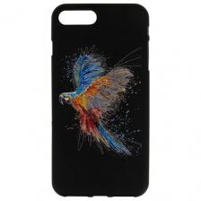 Силиконовый чехол на Apple iPhone 8 Plus / 7 Plus / Эпл Айфон 7 Плюс / 8 Плюс с рисунком "Разноцветный попугай" Soft Touch черный