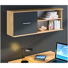 Настенная полка столплит Мамбо СБ-2368 с одной дверцей, с 2 полками, Дуб Бунратти/Диамант серый 103х39х24 см