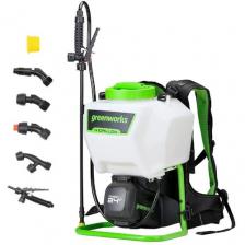 Опрыскиватель GREENWORKS G24BPSII, аккумуляторный, ранцевый, 15л, белый/зеленый [5300307]