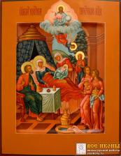 Рукописная икона Рождество Пресвятой Богородицы (Размер 28*36 см)